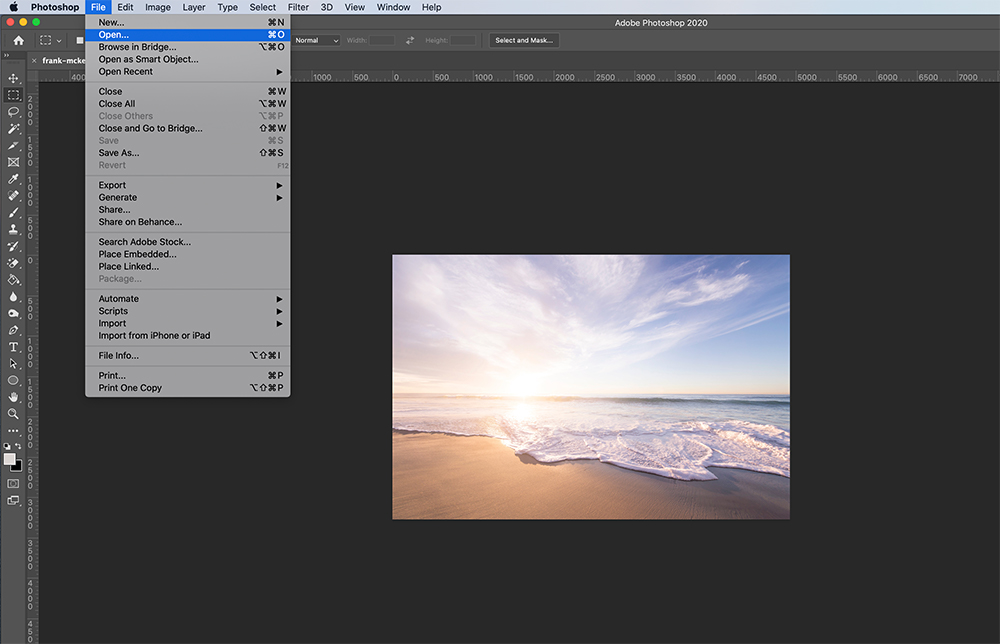 Step Two: Opening a watermarked photo in Photoshop